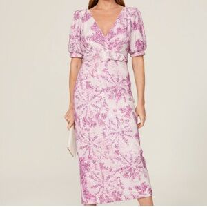 Women's Pink Floral Knit Wrap Dress